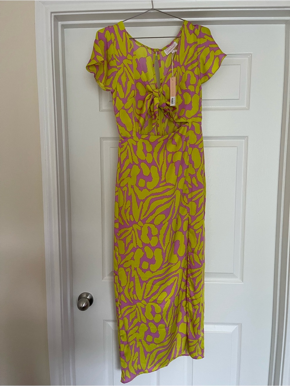 Dancing Leopard Lily Dress In Zebro Yellow on Lilac - UK 8/ US 4 - NWT